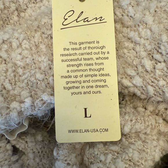 Elan Textured Cream V-Neck Sweater with Hood NWT - Picture 4 of 6